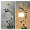 1pc Glass Table Lamp Flower Shaped Reading Table Lamp For Bedside Living Room Bedroom Home Office (Green)