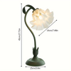 1pc American Style Flower Table Lamp - Adjustable Gooseneck, Color-Changing, Rustic Metal & Plastic, Push Button Control, Lacquered Finish, Includes Shade - Romantic DIY Gift, Home Decor for Various R