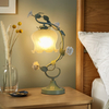 1pc Glass Table Lamp Flower Shaped Reading Table Lamp For Bedside Living Room Bedroom Home Office (Green)